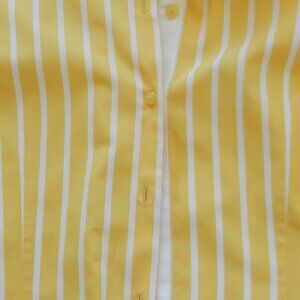Woman's Blouse, Size M, golden-yellow, white stripes, 3/4 sleeves